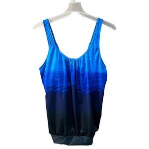 Bikinx Women’s Size XXXL Swim Top Ombre Black & Navy Modest NEW